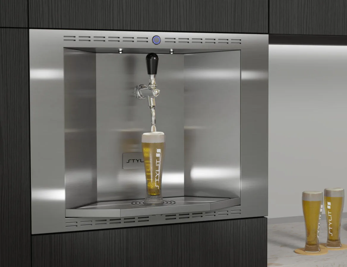Render fotorealistico di uno spillatore di birra da incasso